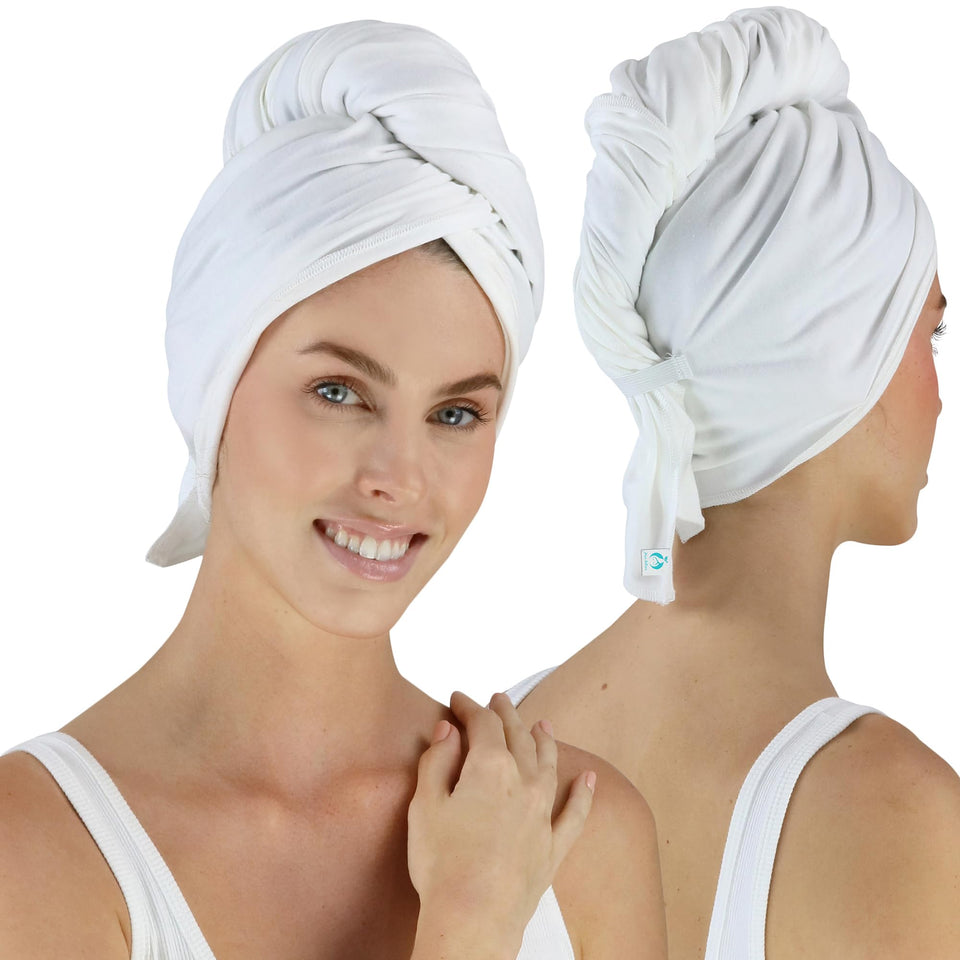 Hair RePear folded front view showing generous towel size and neat edges, easy storage benefit