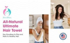 Hair RePear towel displayed on bathroom counter suggesting easy everyday use