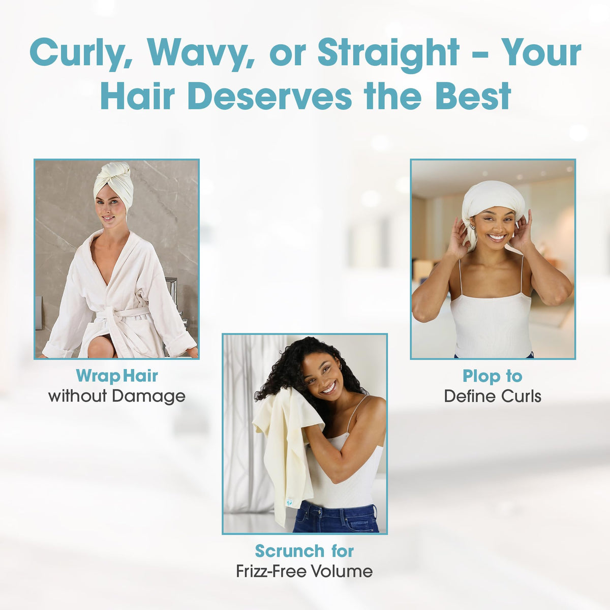 Hair RePear towel texture absorbing water droplet to show quick, gentle moisture removal