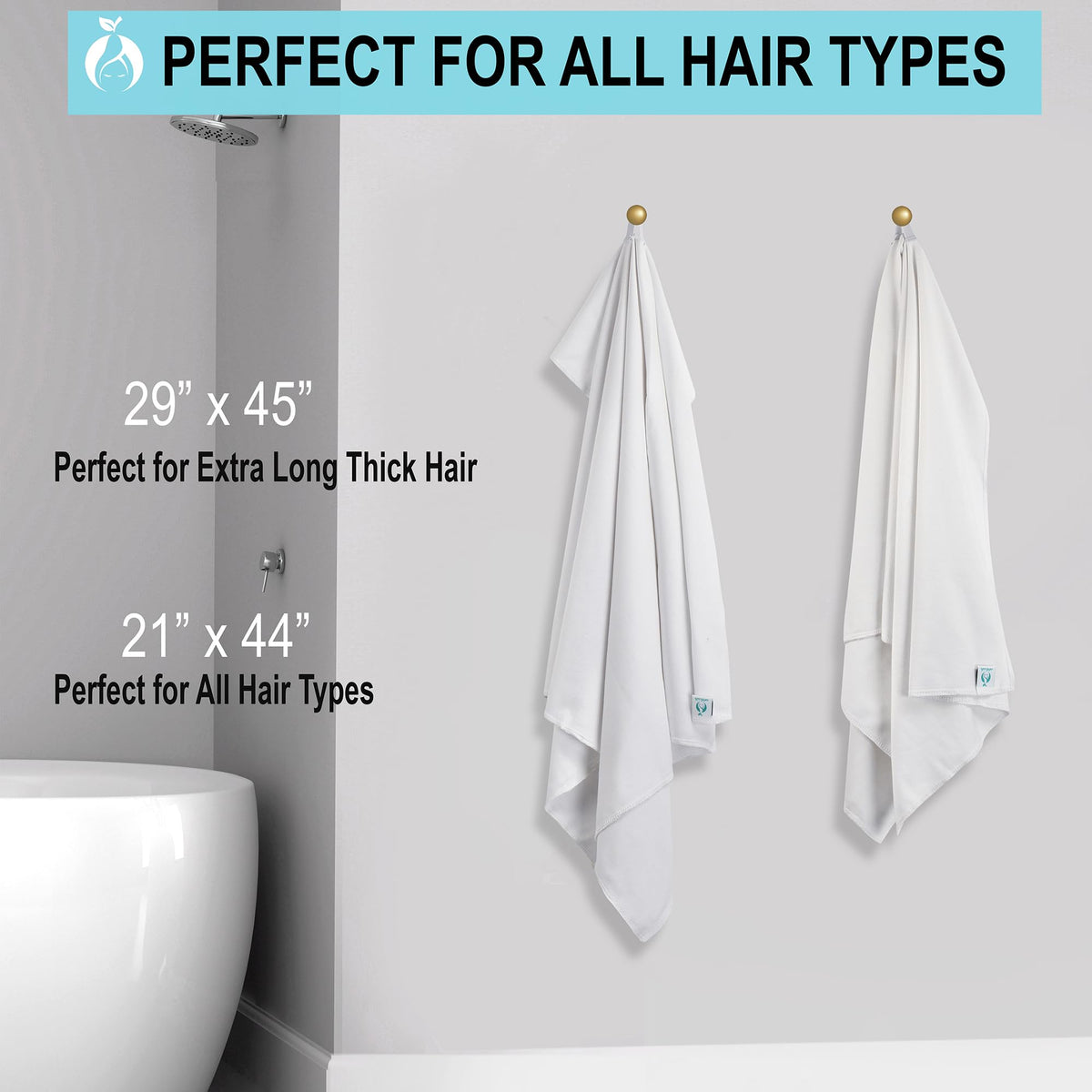 Neatly folded Hair RePear towel in woven basket showing storage-friendly design and durability benefit