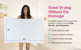 Absorbency demo with water on Hair RePear towel showing quick moisture removal benefit