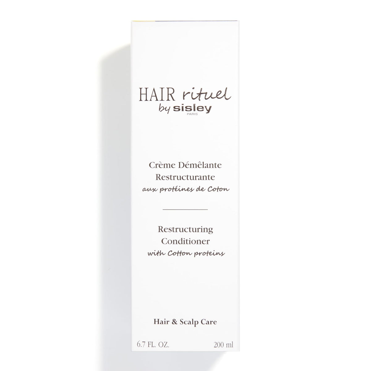 HAIR RITUEL BY SISLEY bottle next to hand showing product scale and travel-friendly size