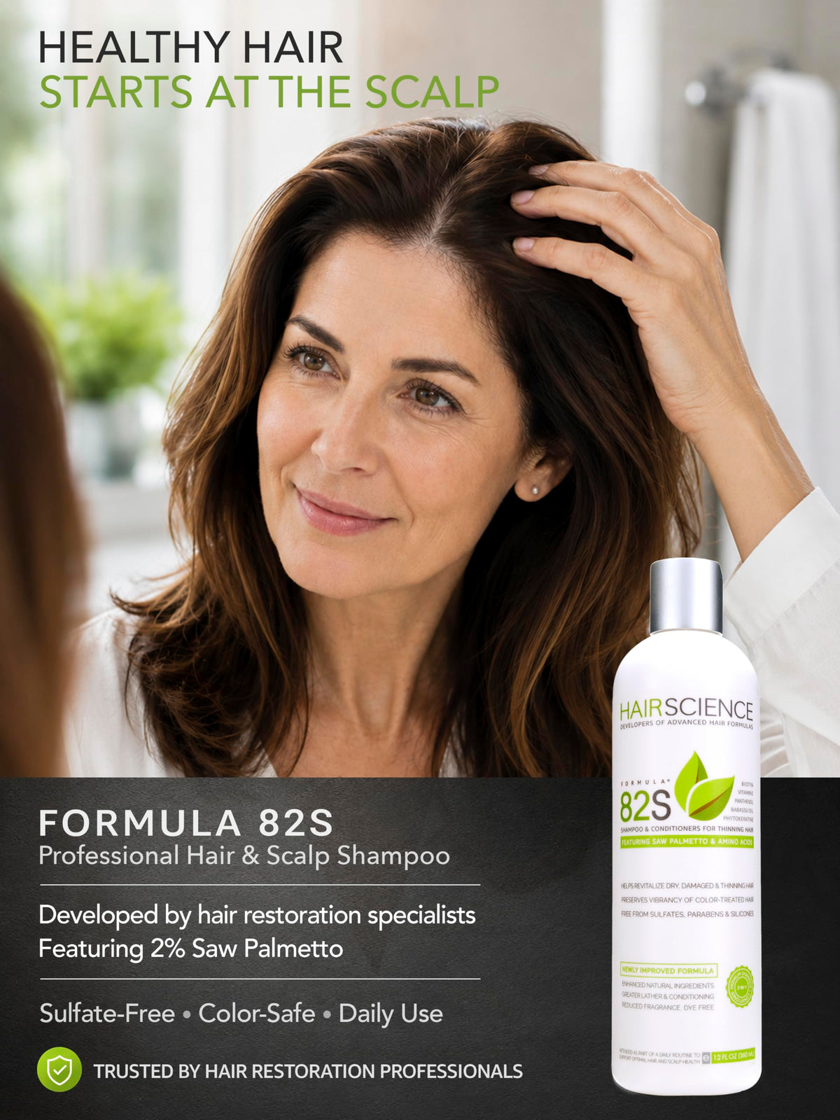 Hair Science back label close-up listing ingredients and usage instructions to inform shopper choices