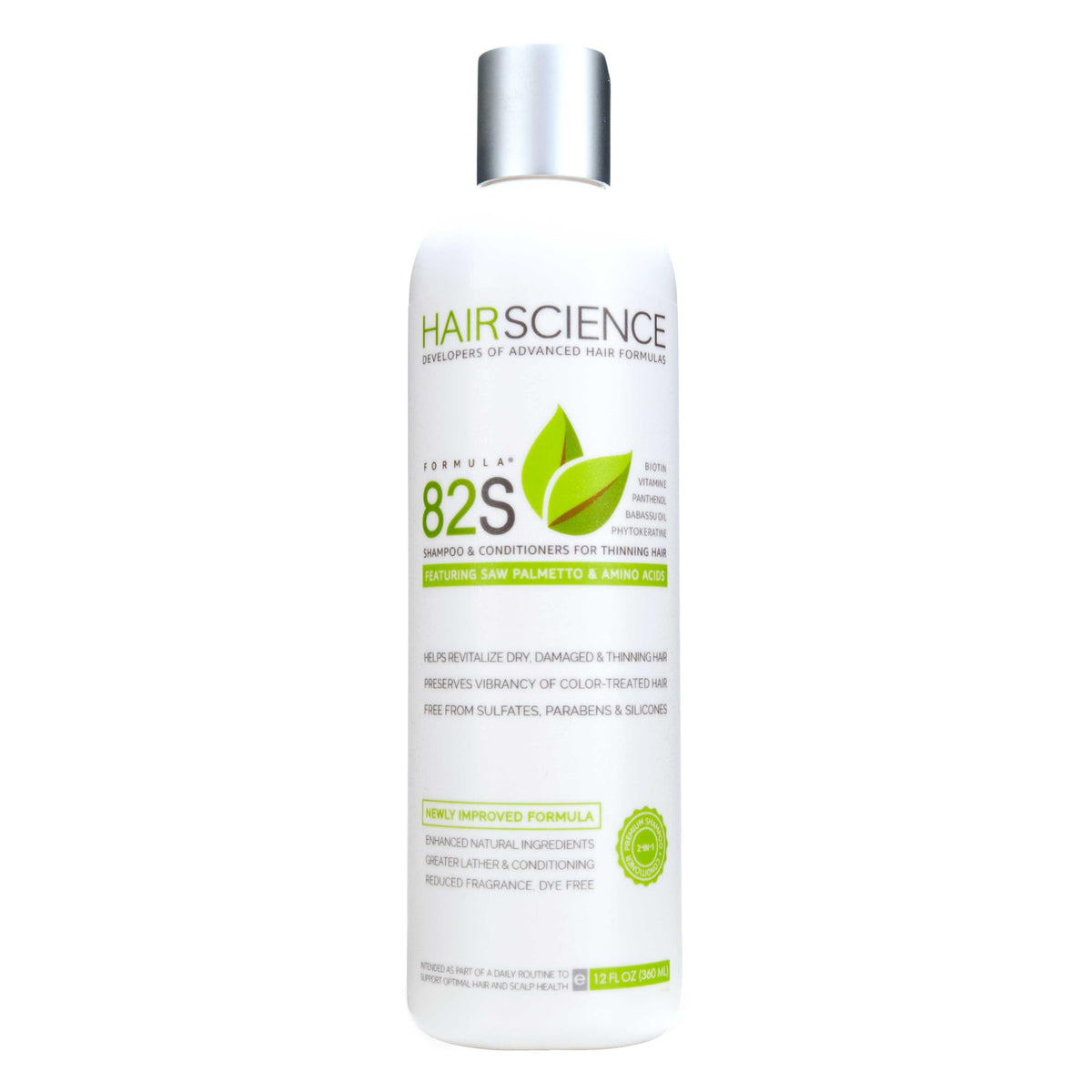 Hair Science front packaging showing Formula 82S bottle and branding, highlighting professional-grade support