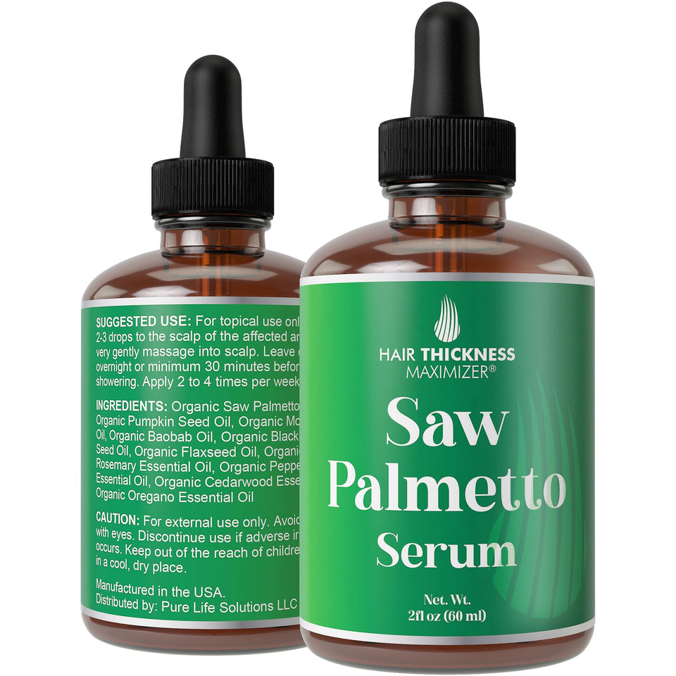 Hair Thickness Maximizer front packaging showing label and 2oz bottle for clear product ID