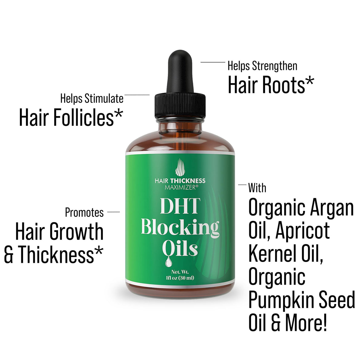 Hair Thickness Maximizer close-up of oils and botanicals highlighting nourishment