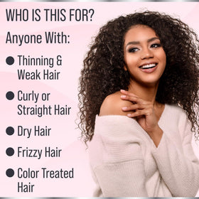Hair Thickness Maximizer size comparison beside a hand to show volume