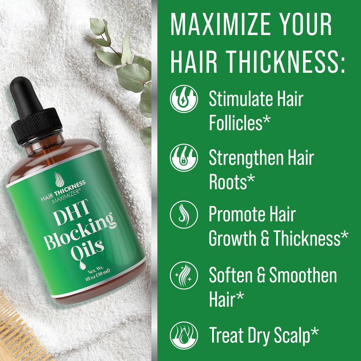 Hair Thickness Maximizer being massaged into scalp demonstrating easy application