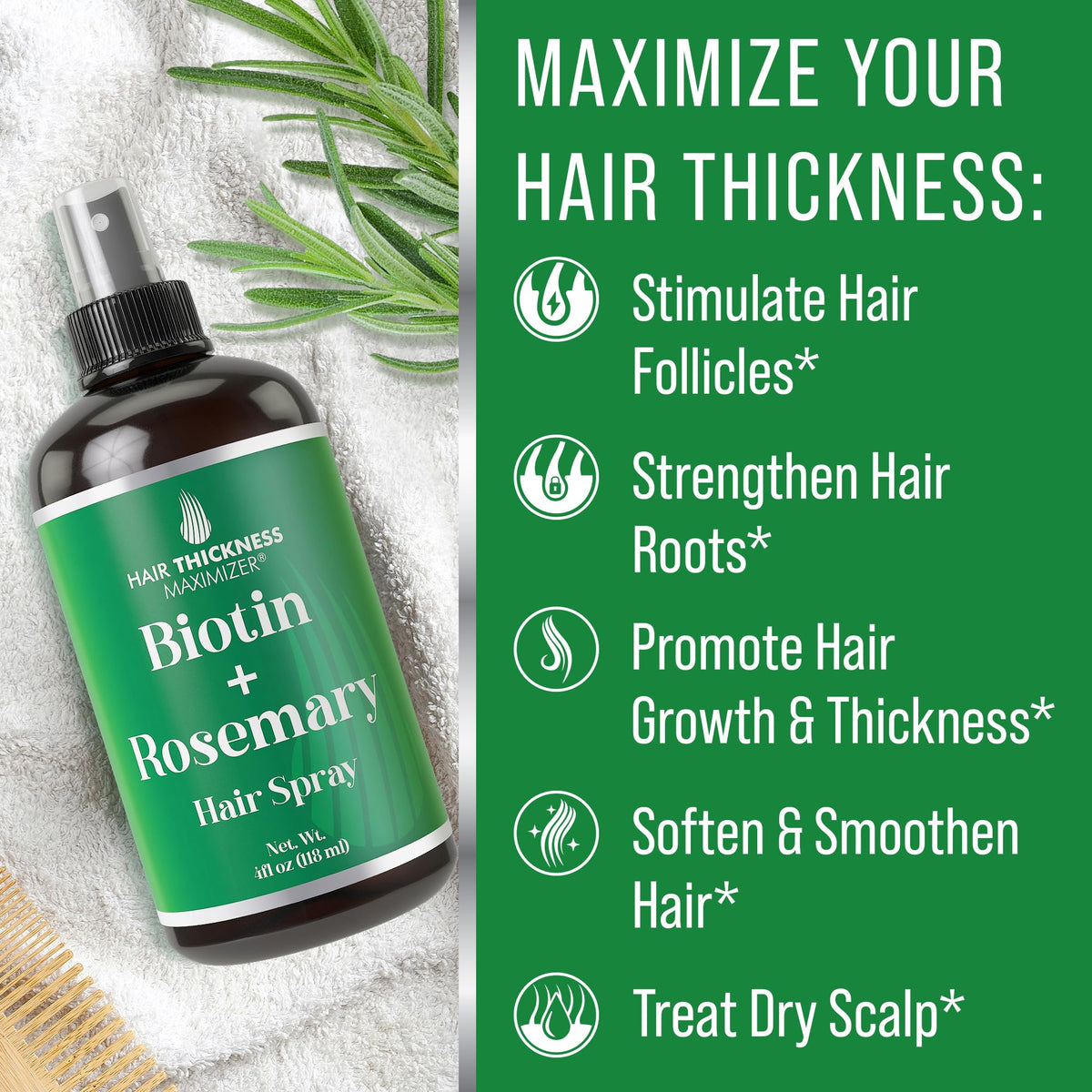 Hair Thickness Maximizer texture droplet on hand revealing lightweight, non-greasy formula