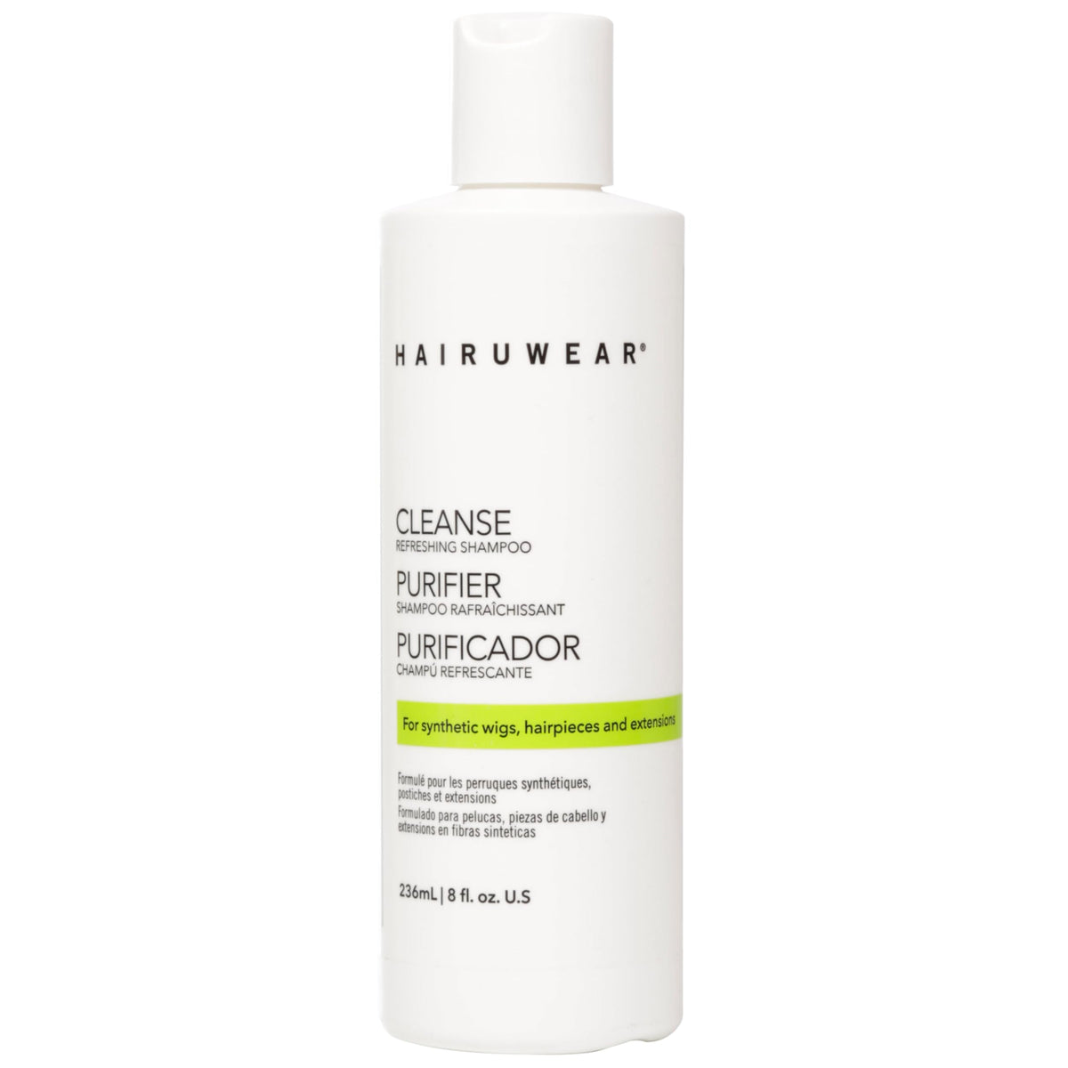 Hair U Wear front packaging showing 8 oz bottle and clear branding benefits