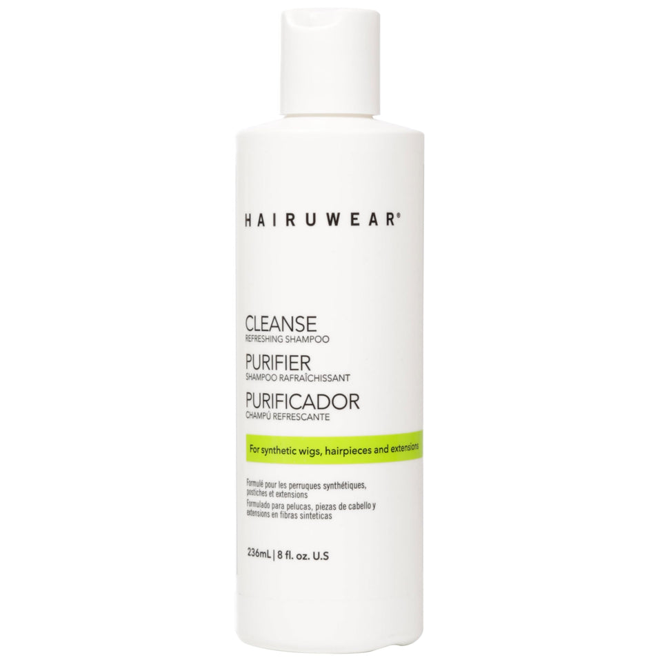 Hair U Wear front packaging showing 8 oz bottle and clear branding benefits