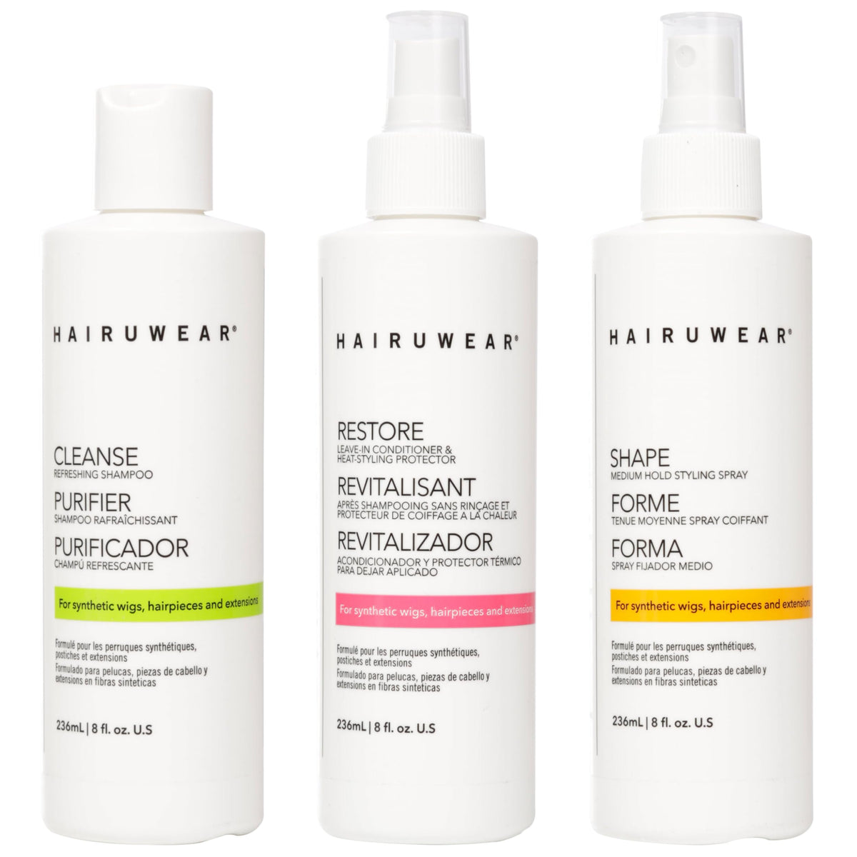 Hair U Wear front packaging showing shampoo conditioner spray benefits