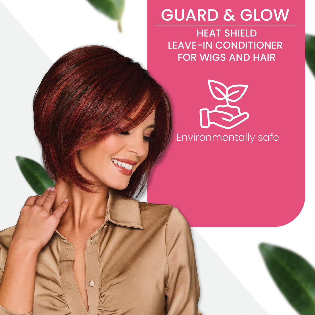 Hair U Wear applied to wig on mannequin, eases styling and detangling