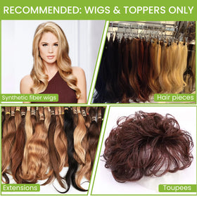 Hair U Wear 8 oz bottle in hand showing compact size and travel convenience