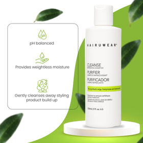 Hair U Wear foam on synthetic fiber close-up showing gentle cleansing action