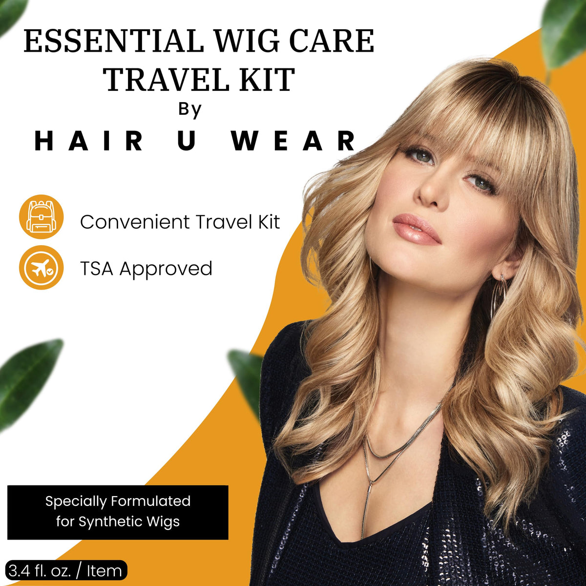 Hair u wear travel shampoo bottle close-up highlighting gentle-cleanse benefit