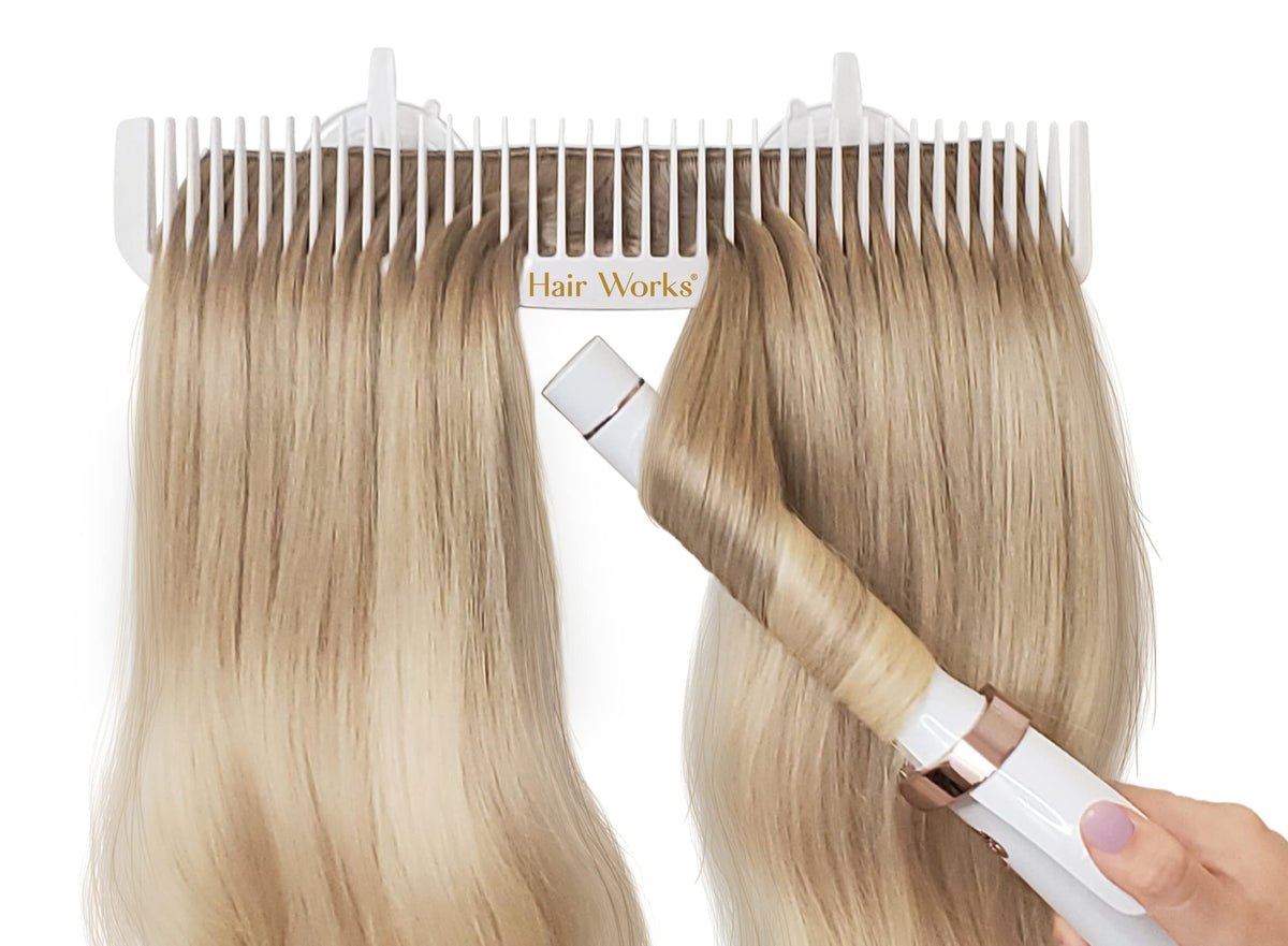 Hair Works front view showing 13-inch wide holder and clean profile benefit