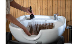 Hair Works set up at sink for washing extensions for even product application benefit