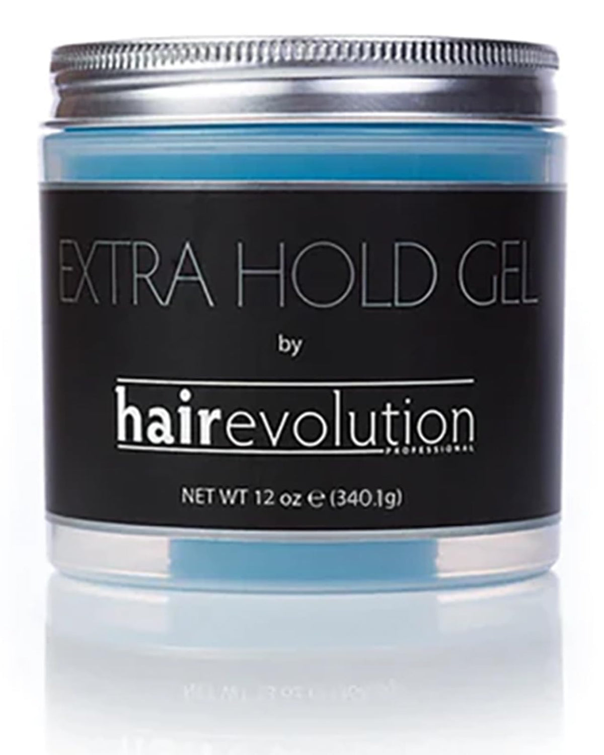 Hairevolution front packaging showing 12 oz gel and strong-hold benefit