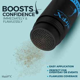 HairFX dark brown in morning routine lifestyle scene boosting confidence before work