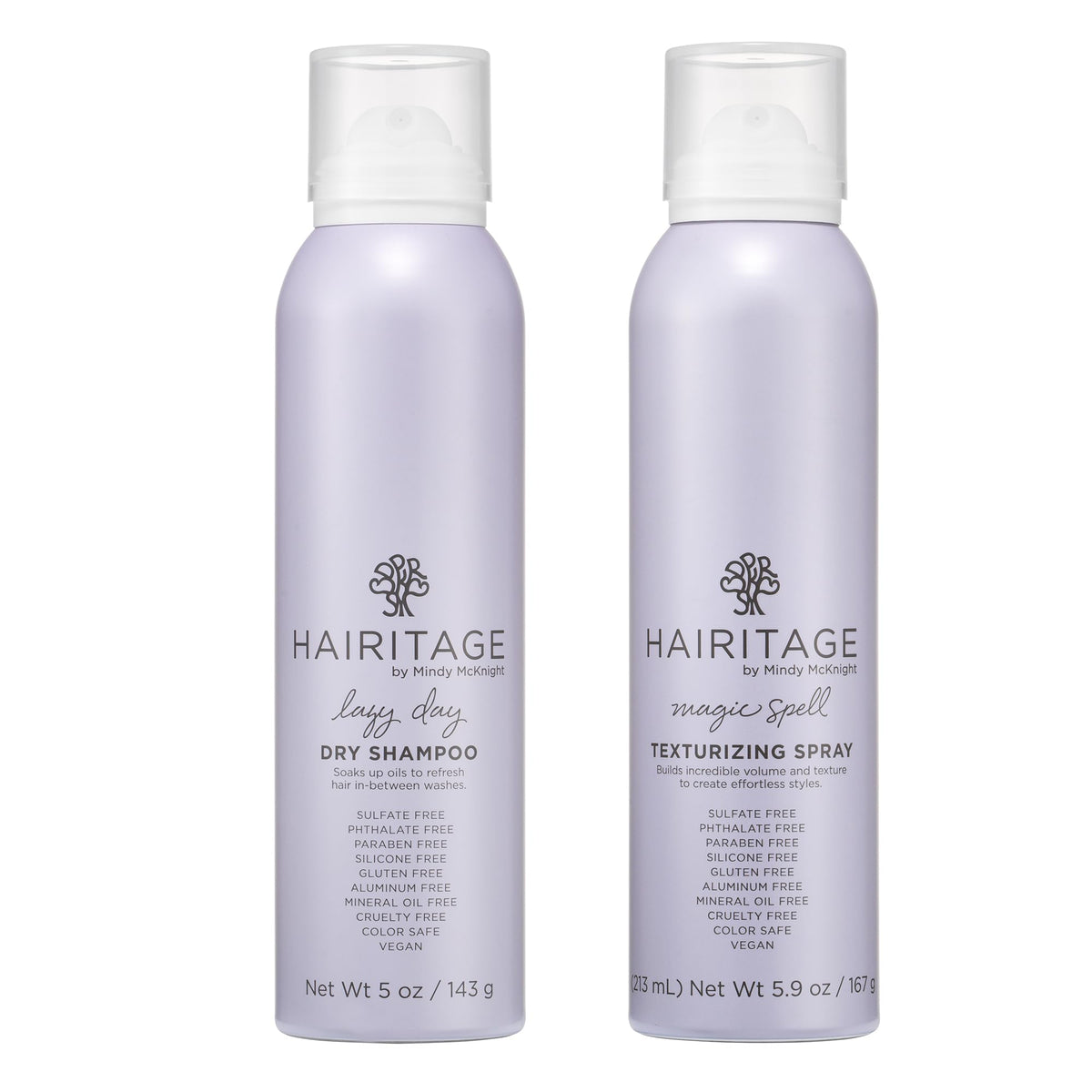 Hairitage Lazy Day front packaging shows translucent dry shampoo for oil control