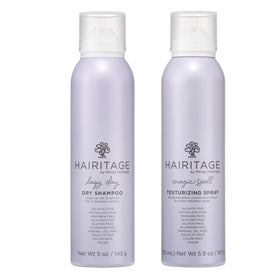 Hairitage Lazy Day front packaging shows translucent dry shampoo for oil control