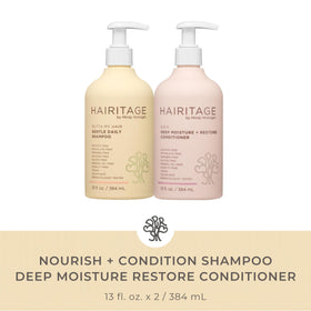 Hairitage shampoo pump close-up highlighting smooth dispensing and gentle formulation