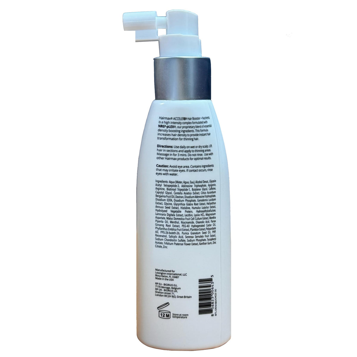 Hairmax bottle on bathroom shelf in lifestyle setting suggesting daily use