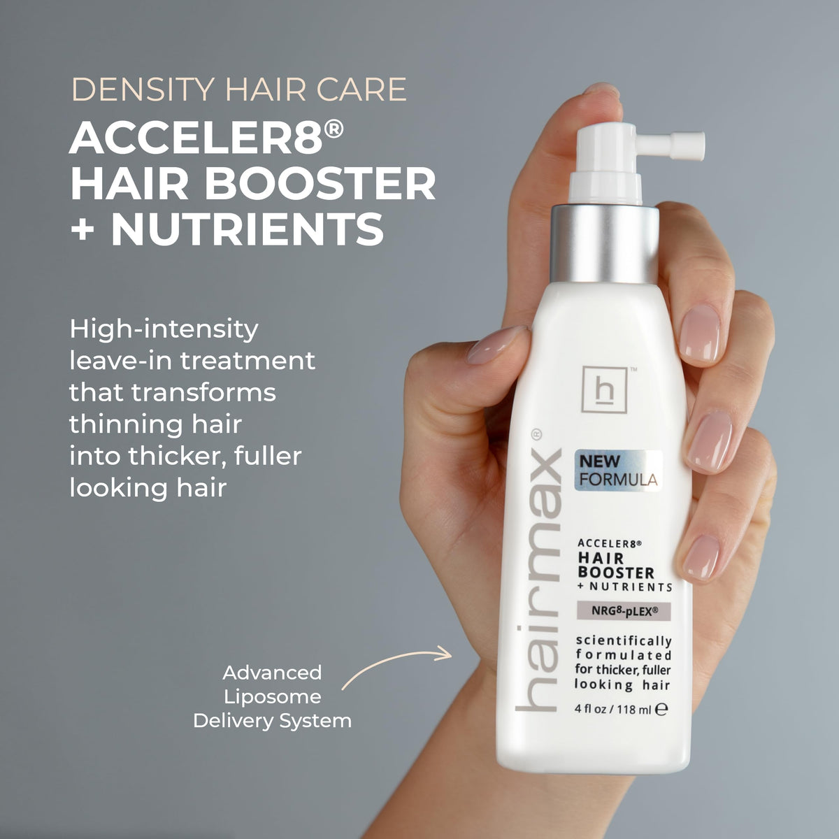 Hairmax serum droplet on skin showing lightweight fast absorbency