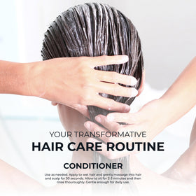 Close-up of Hairmax conditioner texture highlighting rich hydration and lightweight feel