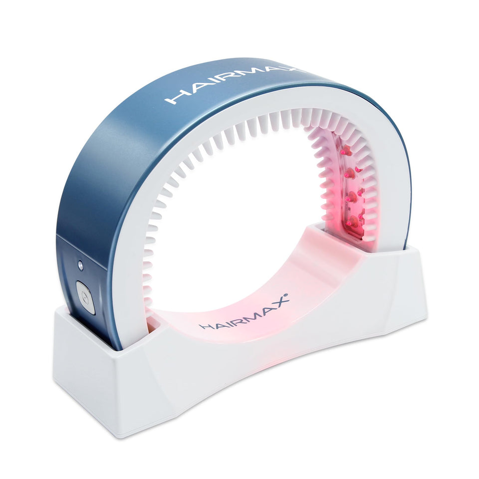 HairMax LaserBand 41 front view showing band shape and buttons for easy use