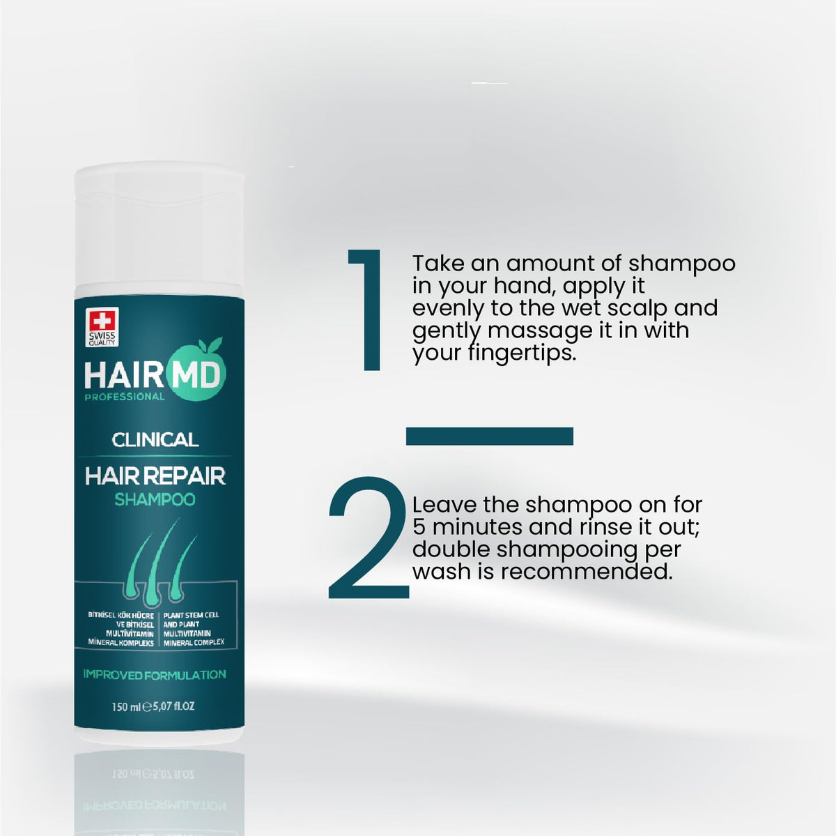 HairMD application in hands illustrating easy gentle massage benefit