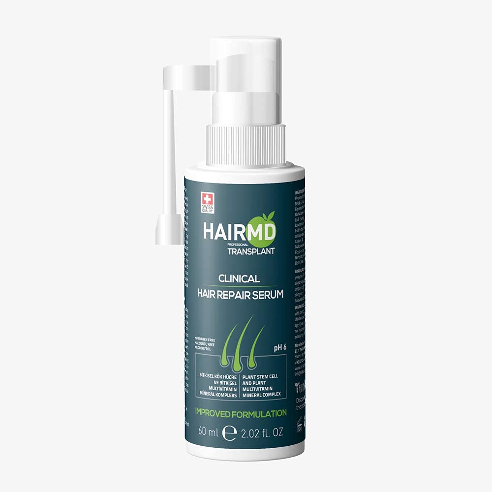 HairMD front packaging showing 60ml bottle and clear post-transplant support
