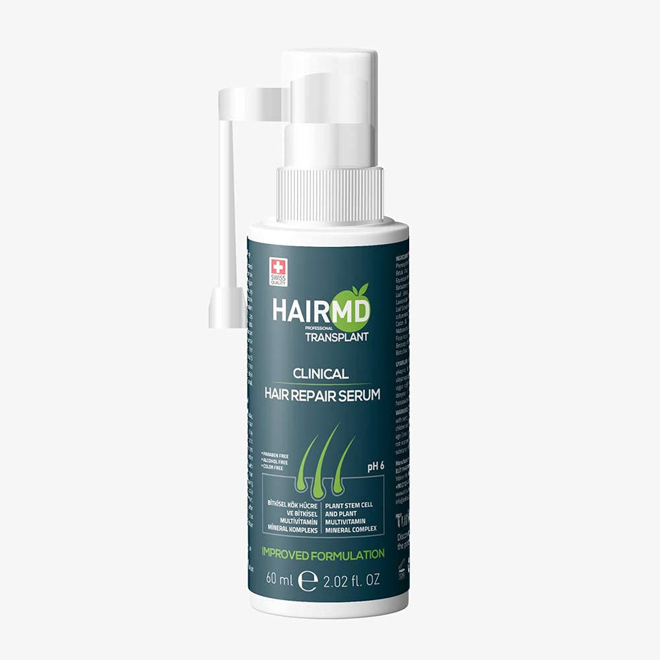 HairMD front packaging showing 60ml bottle and clear post-transplant support
