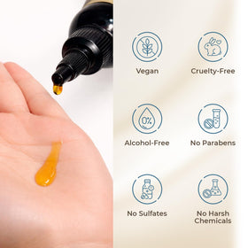 HAIRMETTO applying oil to scalp to illustrate targeted massage benefit