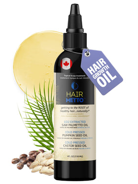 HAIRMETTO front bottle view showing packaging and 4oz size benefit