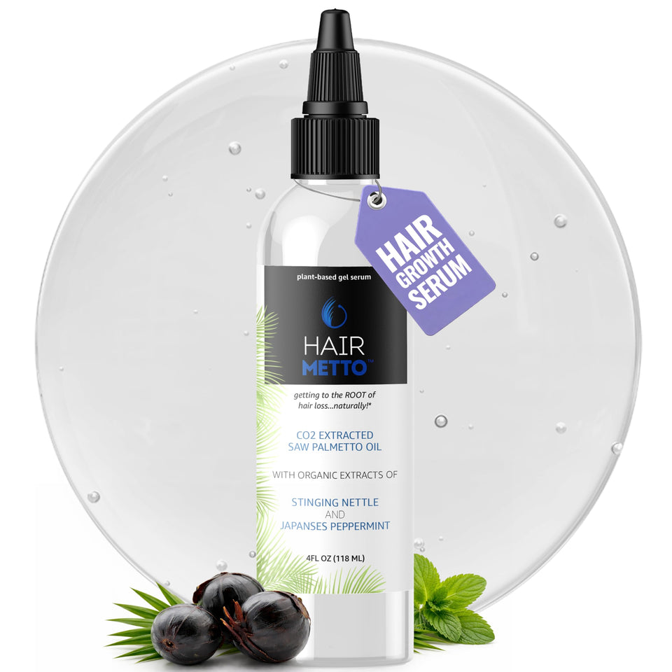 HAIRMETTO front packaging bottle shows product and benefits