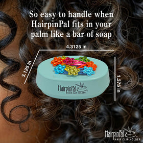 HairpinPal on a vanity showing neat countertop and clutter reduction benefit