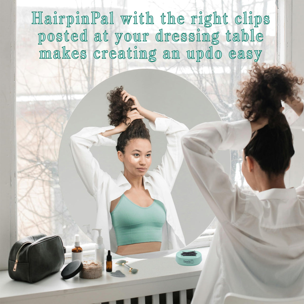 HairpinPal inside travel bag demonstrating secure travel organization benefit