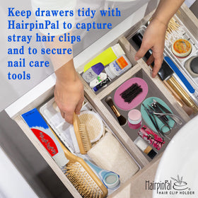 HairpinPal top view with bobby pins clustered for quick selection benefit