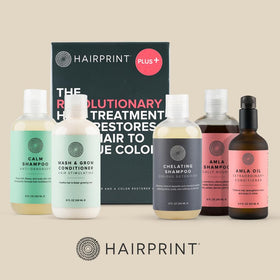 Hairprint scale comparison 8oz bottle showing portable size and travel-friendly benefit