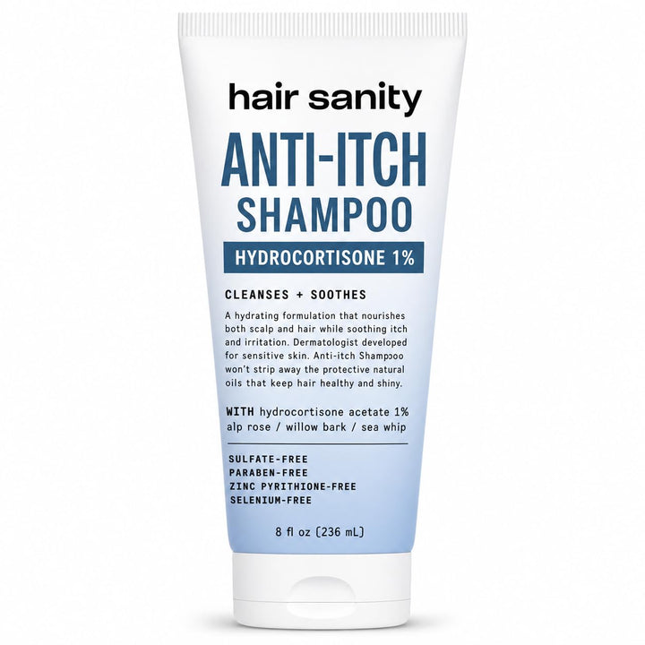 HAIRSANITY front bottle shot showing packaging and brand benefit
