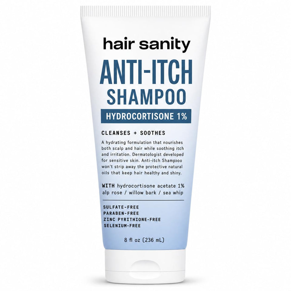 HAIRSANITY front bottle shot showing packaging and brand benefit