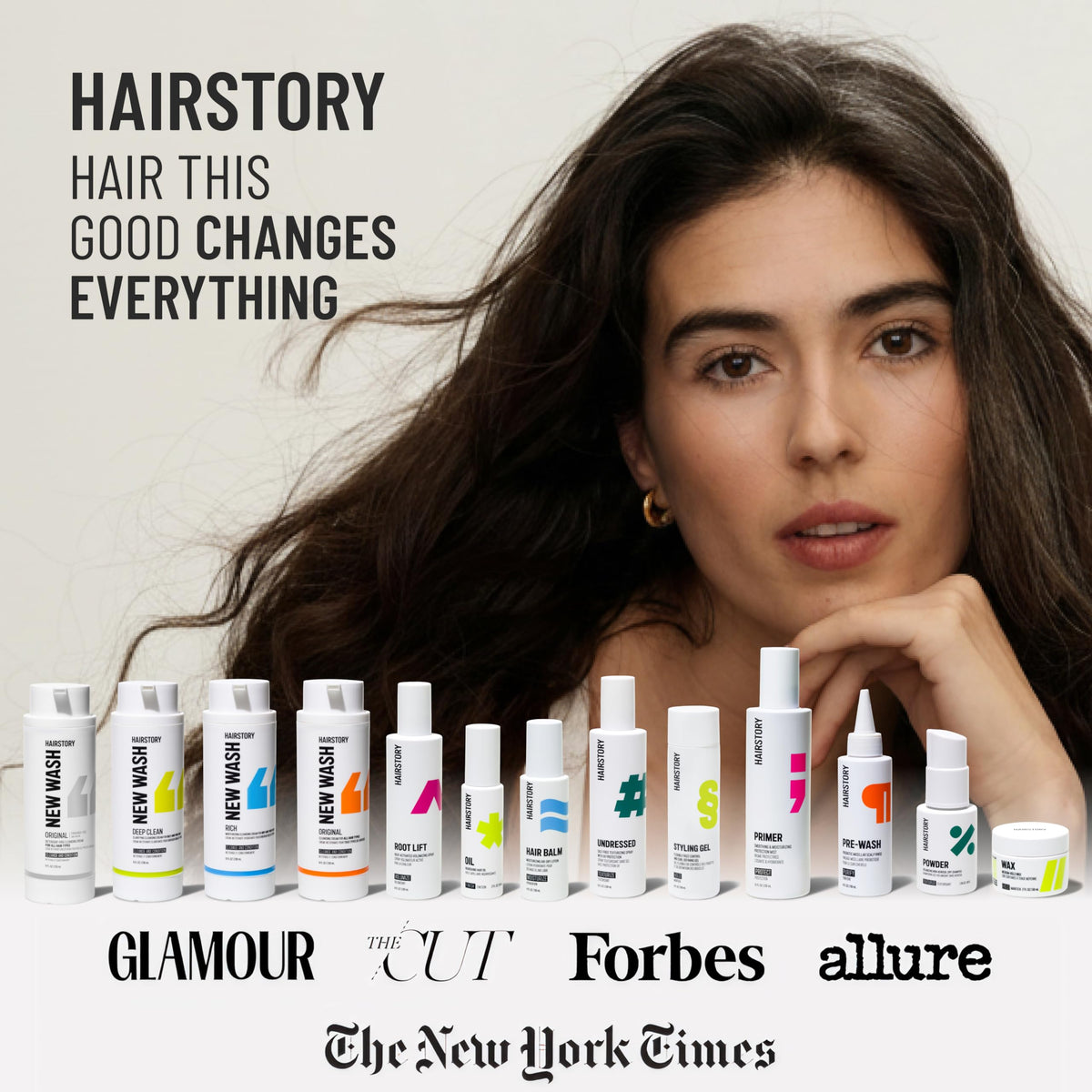 Hairstory Hair Balm results on air-dried waves showing defined, shiny finish