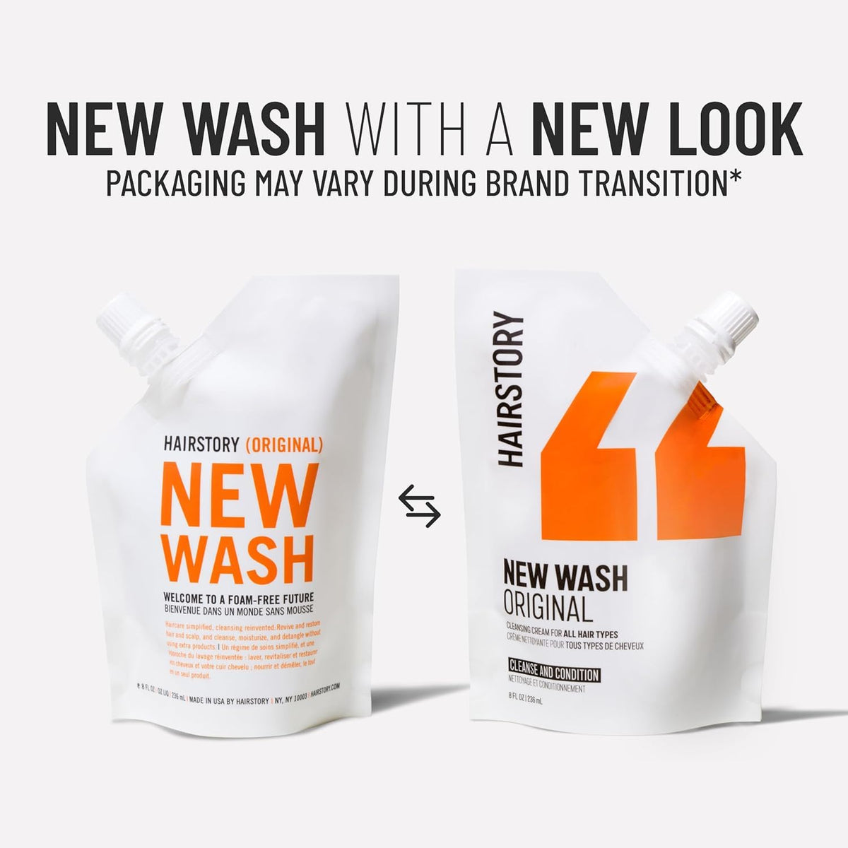 Hairstory pouch on bathroom shelf in lifestyle setting conveying daily routine ease