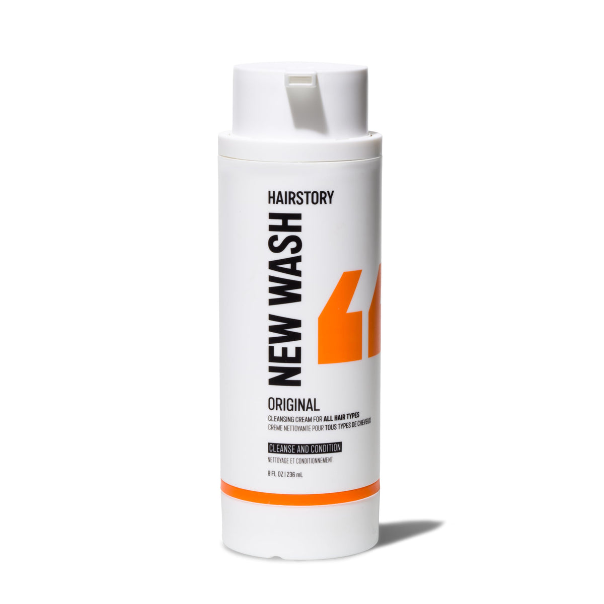 Hairstory New Wash front bottle showing label and refill benefit