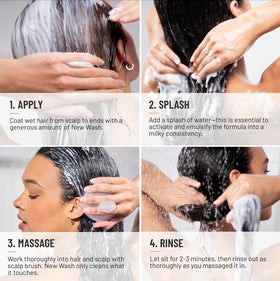 Hairstory milky emulsified lather showing activated cleansing without harsh foam
