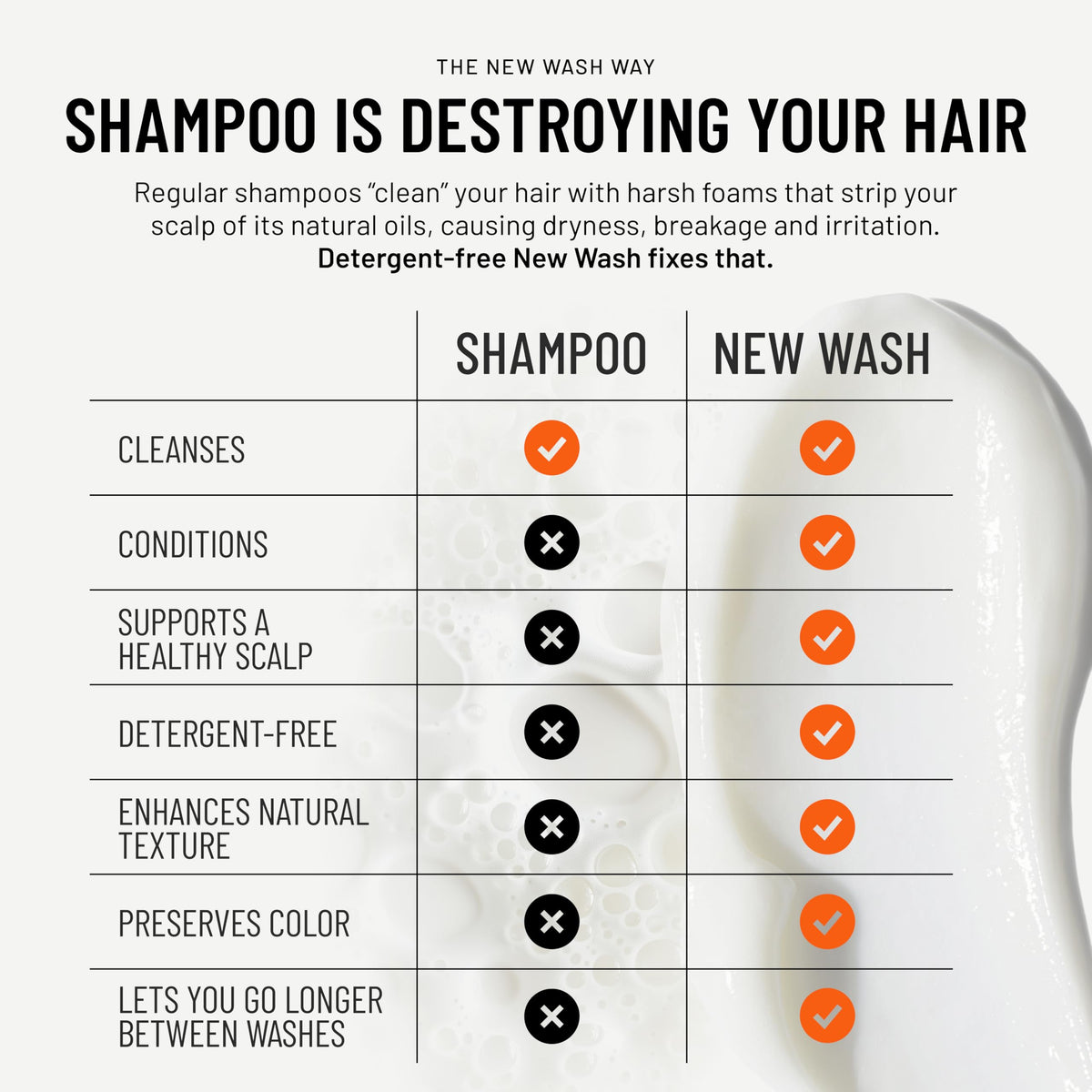 Hairstory refill pouch in hand demonstrating easy pouring and low-waste refill
