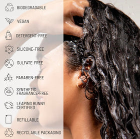 Hairstory New Wash Rich before and after curls highlighting improved definition and reduced frizz
