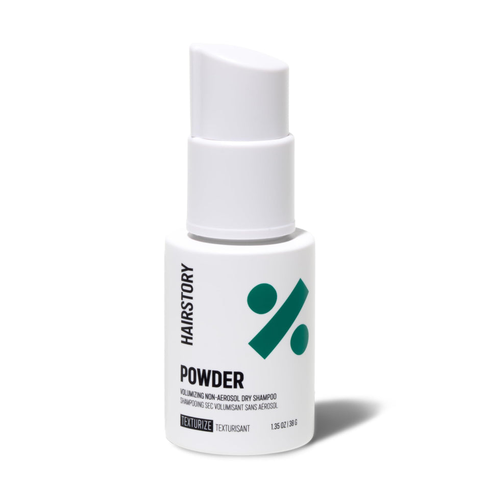 Hairstory Powder front packaging showing product and benefits